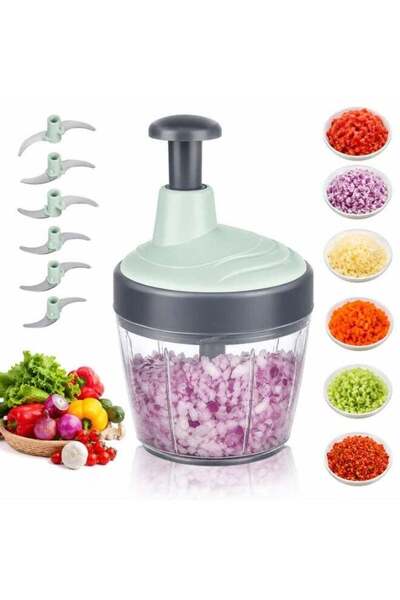 Generic Manual Vegetable Chopper with Stainless Steel Blades – Hand Push Food...