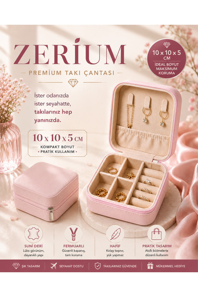 ZERİUM Τύπος ταξιδιού Γυναικεία τσάντα κοσμημάτων με οργανωτή New Trend Faux ...