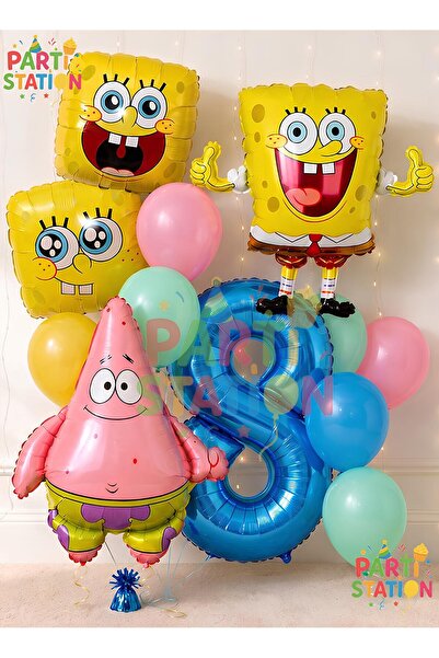 Parti Station Spongebob & Patrick Concept Balloon Set for 8 Years Old - 12 Pi...
