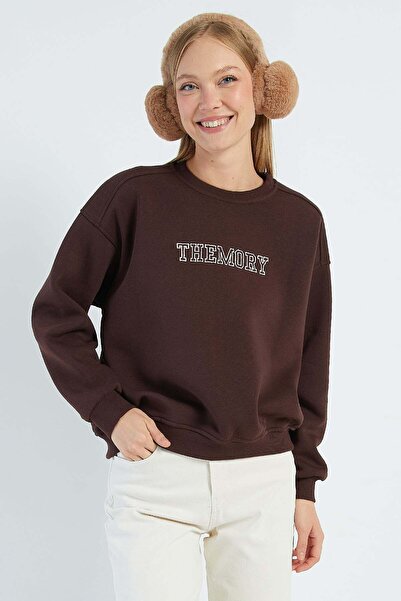 Fulla Moda 3 Thread Themory Embroidered Oversize Sweatshirt