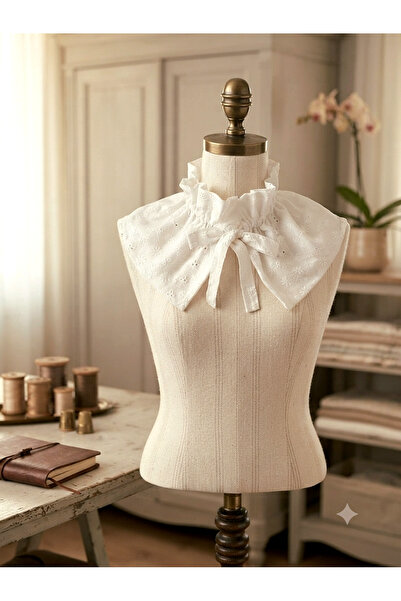 Mufincollection Victoria Seyyar Collar – Cotton Embroidered Fabric Drawstring...