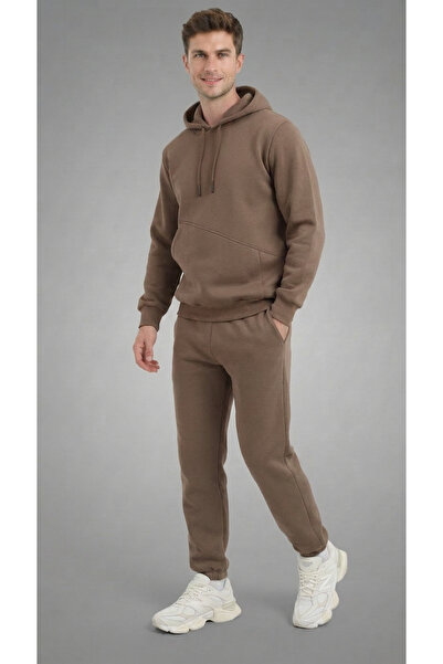 STRAVON Men's 3 Thread Count Hooded Tracksuit Set with Side Pockets (Soft Woo...