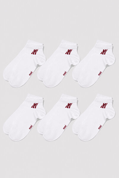 Mavi Set de 6 șosete sport pentru bărbați – Set de șosete casual albe din bumbac