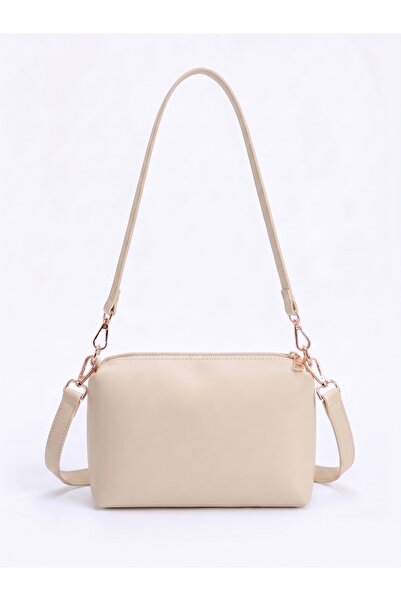 PurpleART Women's Cream Zippered Adjustable Strap Shoulder and Crossbody Bag ...