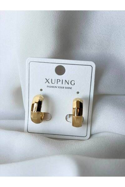 XUPING JEWELRY Luna Light Piece Cut Gold Color Stainless Steel Earrings