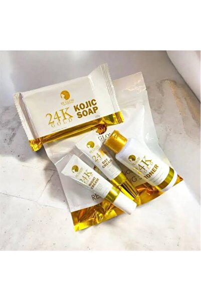 Sy Glow 24K Gold Kojic Acid Skincare Set – Brightening Face Care Set with Soa...