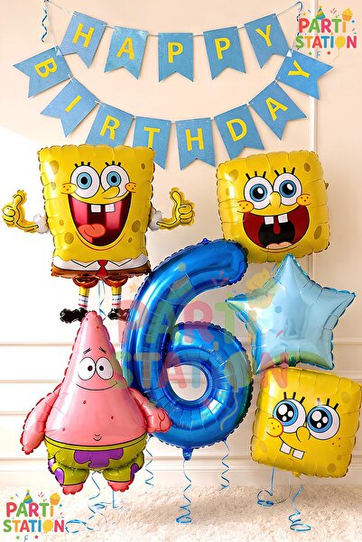 Parti Station Spongebob Balloon & Patrick Concept Balloon Set 6 Years Old - 7...