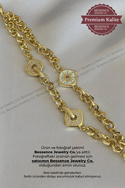 BESSENCE JEWELRY CO. 14K Gold VIP Güneş Ve Zirkon Taşlı Madalyon Model Çelik ...