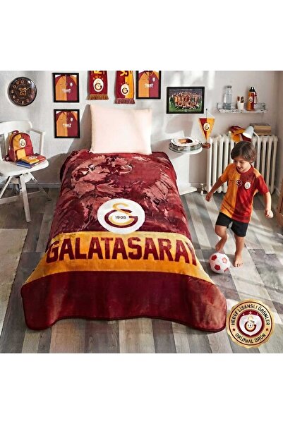 Taç Lisanslı Galatasaray Aslan Taraftar Battaniye Tek Kişilik