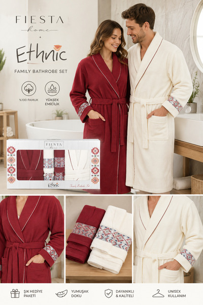 Unisex Yetişkin Pamuklu Bornoz Seti Helena