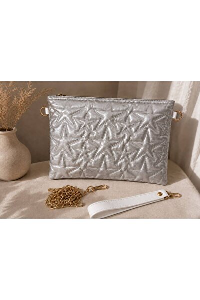 todays co Silver Hand and Shoulder Bag with Starry Adjustable Strap