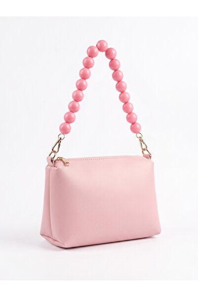PurpleART Women's Candy Pink Beaded and Chain Handle Shoulder and Hand Bag St...