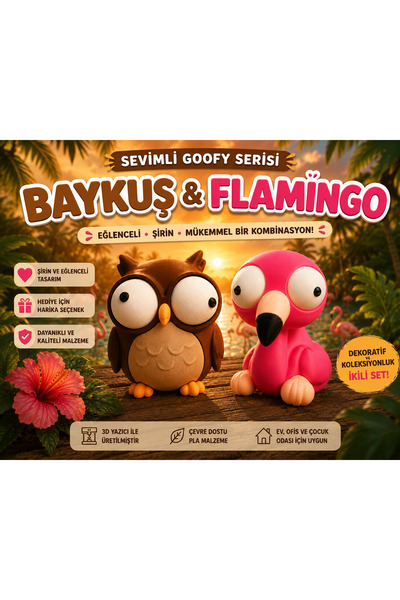 Genel Markalar Goofy Serisi Baykuş & Flamingo – 2’li Set