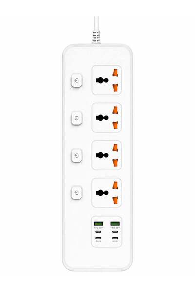 Generic High-Power US-D55 Power Strip with 4 Sockets & 65W PD Fast Charging