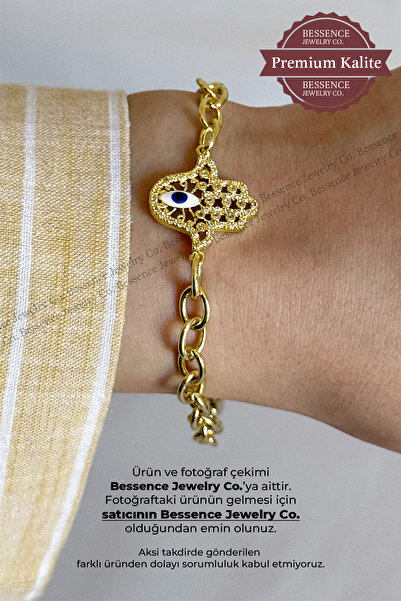 BESSENCE JEWELRY CO. Xuping 14K Gold VIP Halka Zincir Zirkon Taşlı Hamsa Eli ...