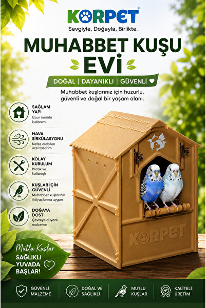 KorPet Muhabbet Kuşu Evi – Kuş Yuvası – Doğal Görünümlü Güvenli ve Dayanıklı ...
