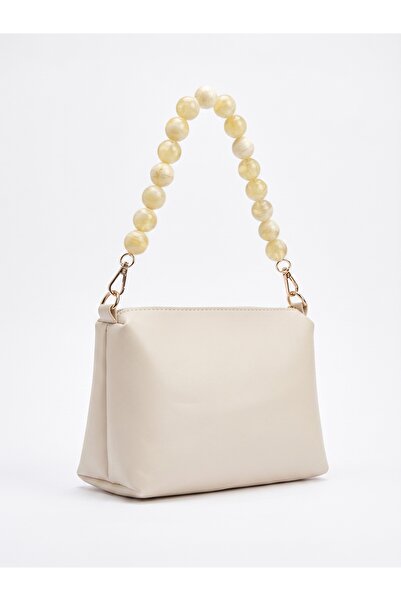 PurpleART Women's Cream Bead and Chain Handle Shoulder and Hand Bag Stylish D...