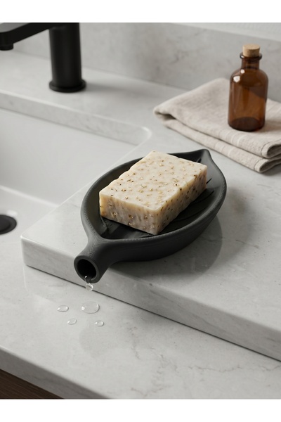 Fulmin Modern Leaf Soap Dish / 15 cm / Decorative Design with Water Drainage ...