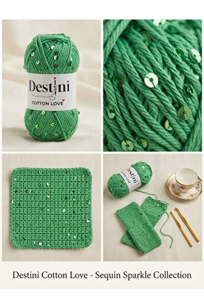 destini Cotton Love Shine Sequin Yarn Summer Beanie Bag Dress Hand Knitting Y...