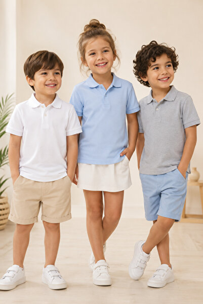 Loule Children's 3-Pack Short Sleeve Polo Collar School T-Shirt 100% Cotton L...