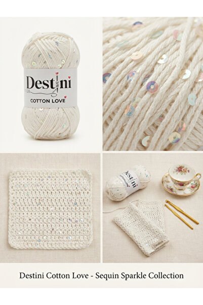 destini Cotton Love Shine Sequin Yarn Summer Beanie Bag Dress Hand Knitting Y...