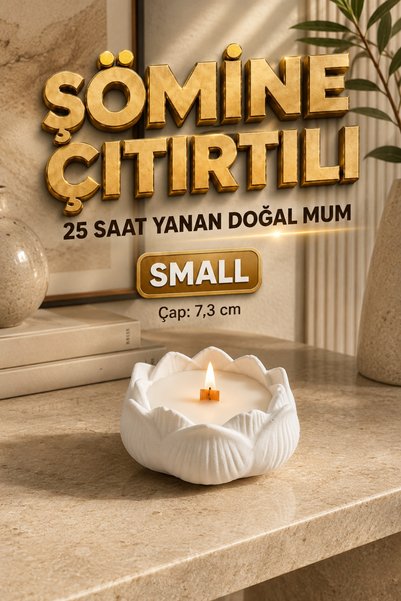 Madetoll Small Lotus Beyaz Dekoratif Mumluk – Ahşap Fitilli Şömine Çıtırtılı ...