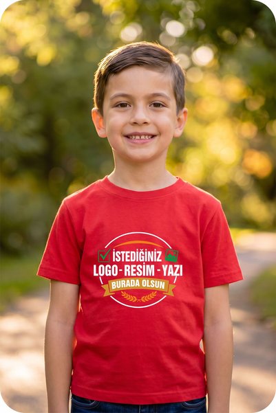 AFMAT Atölye Çocuk Tişört Özel Baskılı Kişiye Özel Logo Resim Yazı Baskılı Kı...