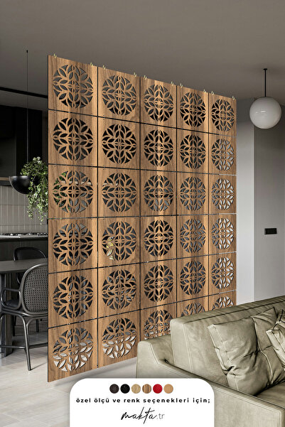 makta ® Perde Paravan | Lazer Kesim Ahşap Sarkıt Seperatör, 4'lü Panel Levha ...