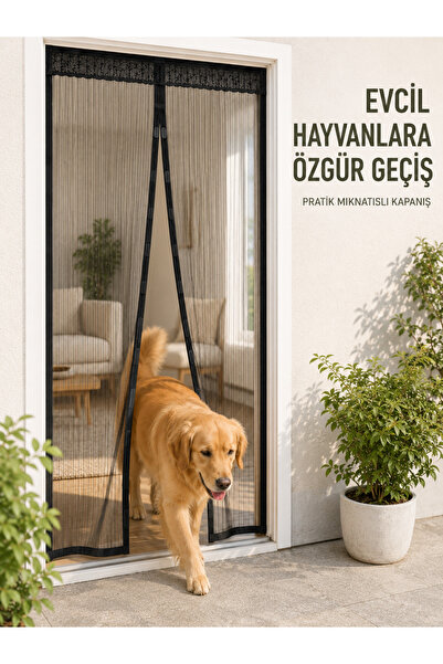 Lisinya Mıknatıslı File Kapı Sinekliği Balkon Bahçe Teras ve Mutfak İçin Prat...