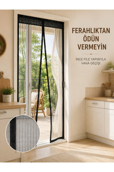 Lisinya Black Magnetic Door Screen Protective Net Against Flies and Insects -