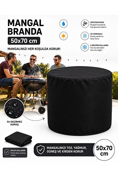 GOCİA PLUS 80x70 Cm Yuvarlak Mangal Brandası Bahçe Mangal Örtüsü Su Geçirmez ...