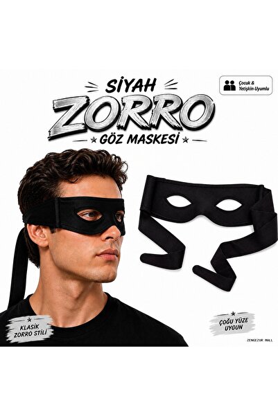 ZERO LAND ZNGZRMLL Mască neagră Zorro pentru ochi – Cu șnur pentru petrecere ...