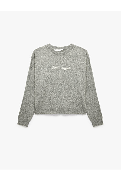 Koton Sheep Wool Blend Crew Neck Long Sleeve Knit Sweater with Angel Print on...