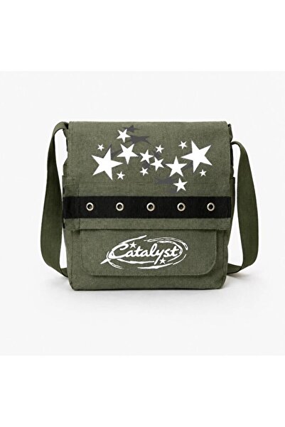 Generic Brand Catalyst Printed Khaki Eyelet Messenger Bag