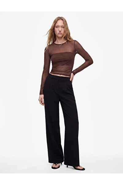 Koton Tricou din tul cu mânecă lungă, croială slim, cu cusături decorative și...