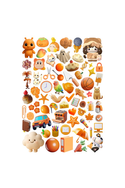 Ororabutik 62 Pieces Orange Juminocore Themed Sticker Set Cute Aesthetic Stic...