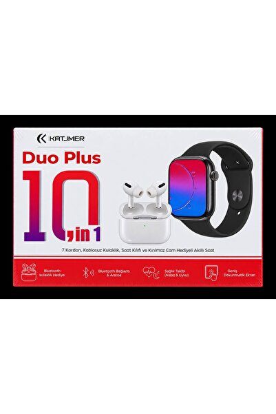 GM KATJMER DUO PLUS 10,in1. Akıllı saat 7 Kordon Kablosuz Kulaklık Saat Kılıf...