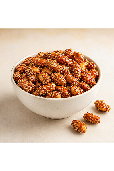 Nucile Dacilor Arahide caramelizate cu susan 300 g – gustare dulce și crocantă pentru pauze și petreceri – ambalaj SmartZip resigilabil