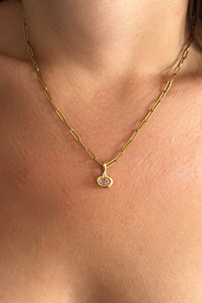 Lavian Accessories Çelik Ellie Gold Mor Kolye