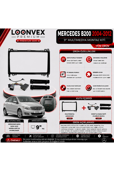 LOONVEX Premium Mercedes B200 2004-2012 9" Multimedia Installation Kit