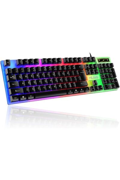 GENERAL Mechanical Gaming Keyboard,USB Wired Keyboard with Rainbow LEDBacklit...