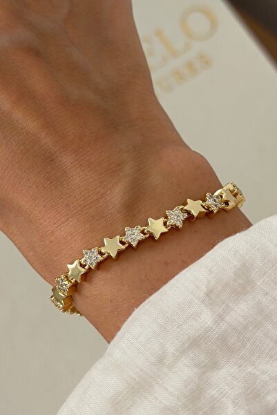 Lavian Accessories 14K Rengi Yıldız Sıralı Bileklik
