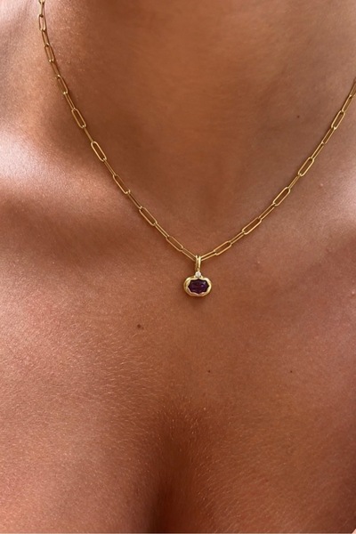 Lavian Accessories Çelik Ellie Gold Mor Kolye