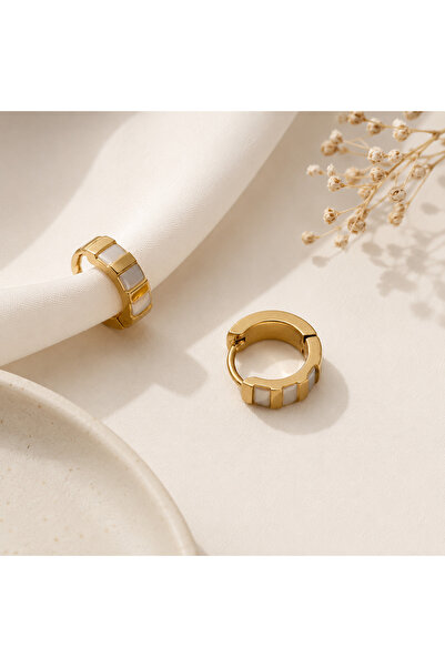 Archhazel Jewelery Steel Gold Detailed Hoop Earrings