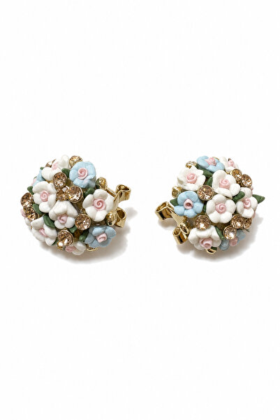 Jack Ferrero Elegant Multi-Colored Flower Bouquet Design Women's Earrings wit...