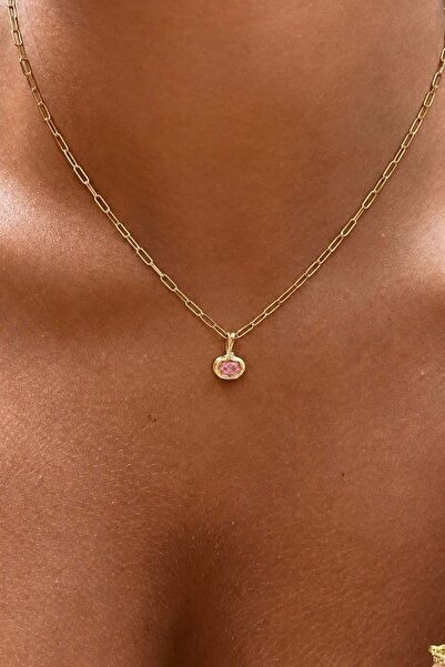 Lavian Accessories Çelik Ellie Gold Mor Kolye