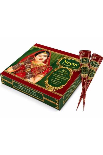 Neeta Mehendi Natural Henna Cones, 12 Cones, Rich Dark Color for Body Art & T...