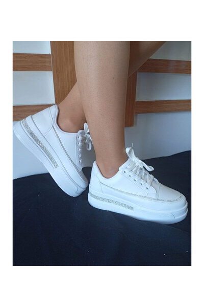 pınaxar Women's High Sole Comfortable Stylish Daily Sports Shoes White Color