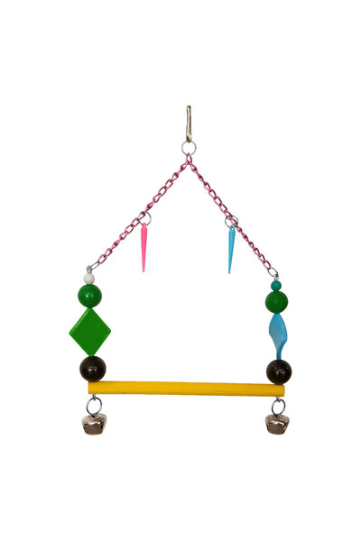 pınaxar Colorful Beaded Bell Chain Parrot Swing 15-17.5 cm Colorful
