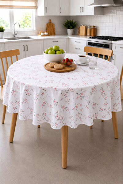 Ozsport Patterned Round Pvc Oilcloth Tablecloth, Wipeable and Stain Resistant